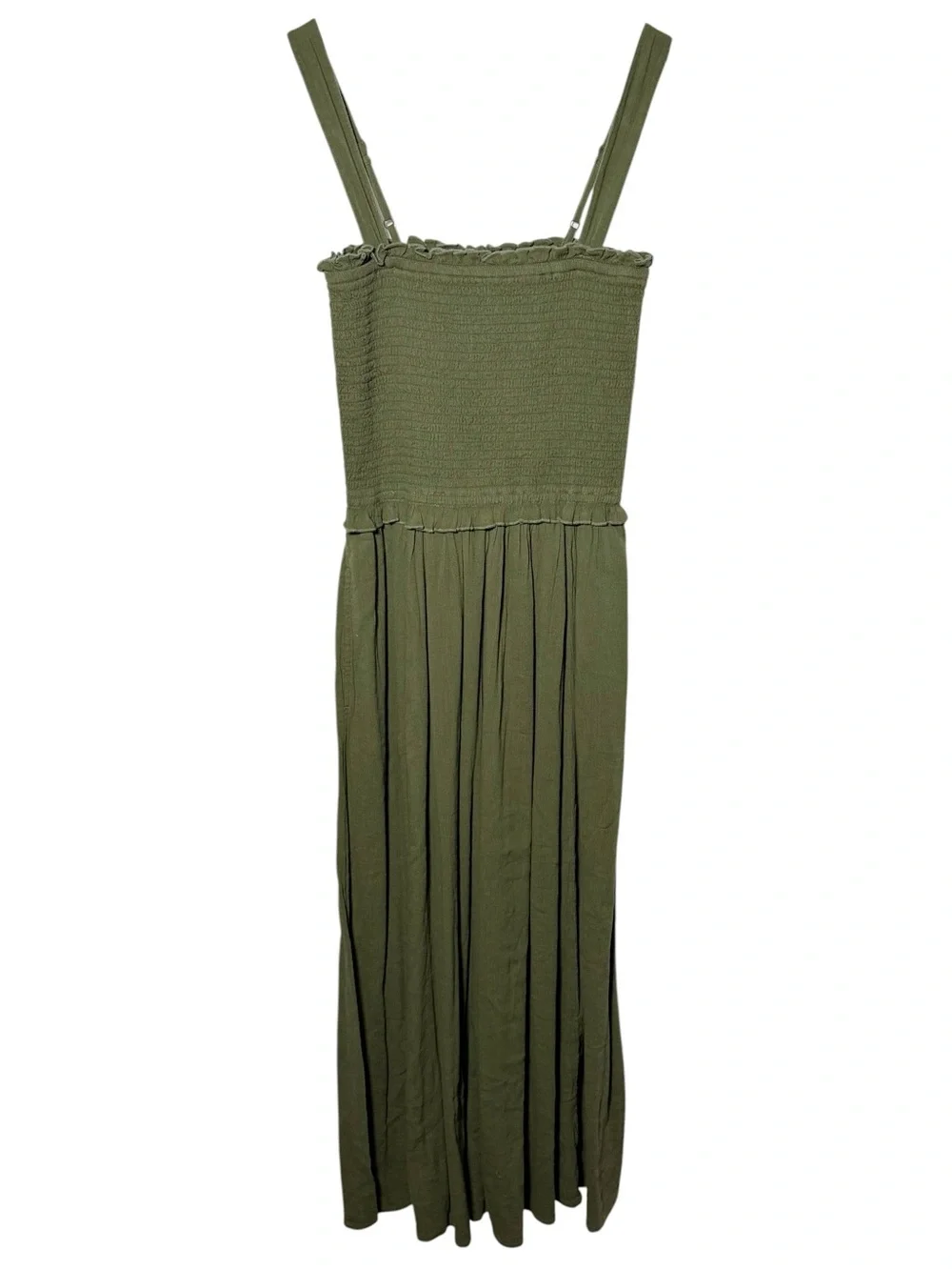 Aerie At The Barre Smocked Dress Military Green NWT Size Medium - Picture 3 of 7